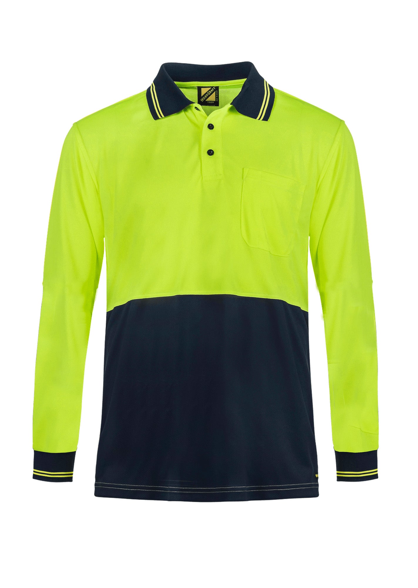 Workcraft WSP209 Hi vis Lightweight L/S Micromesh Polo With Pocket