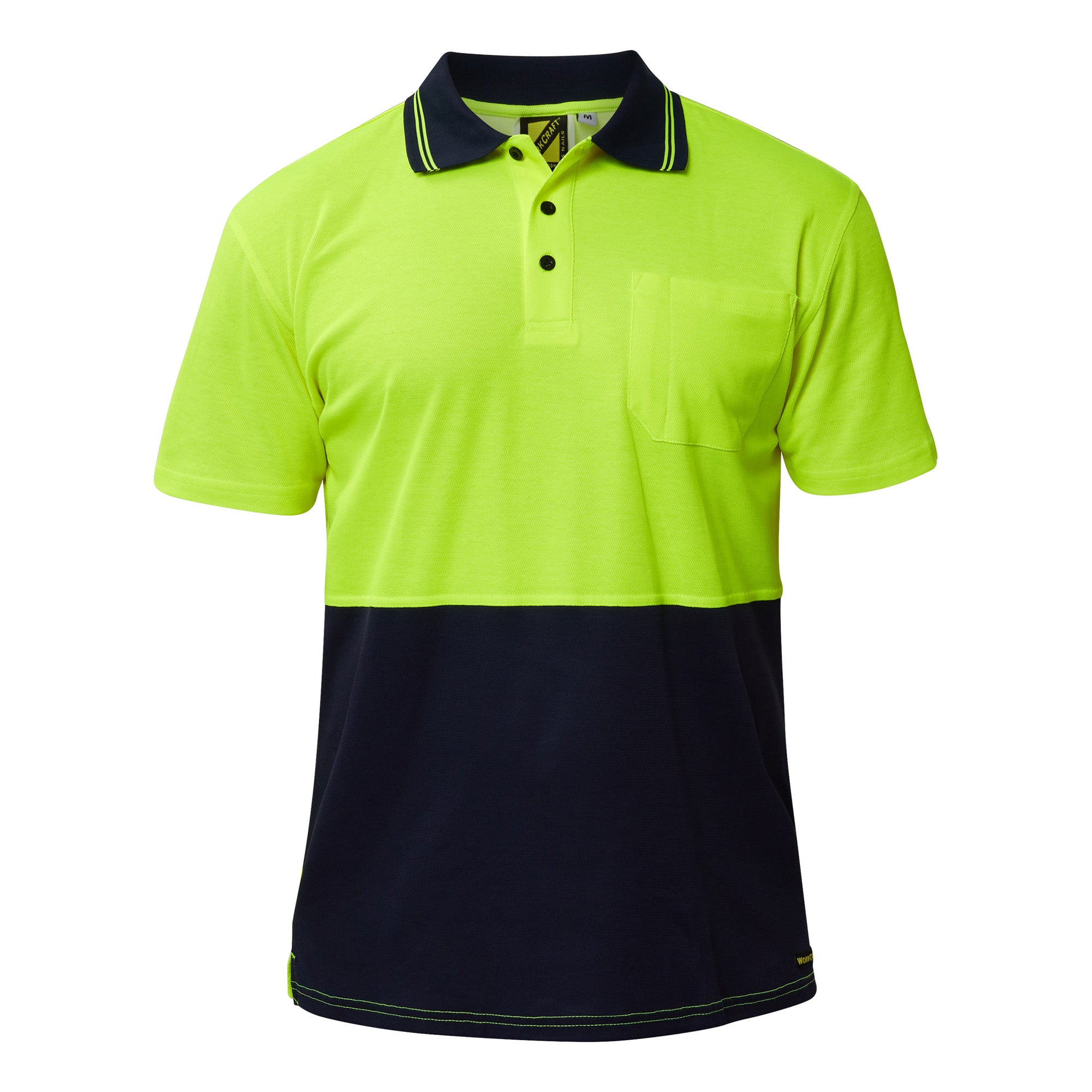 Workcraft WSP401 Hi vis Two Tone Short Sleeve Cotton Back Polo With Pocket