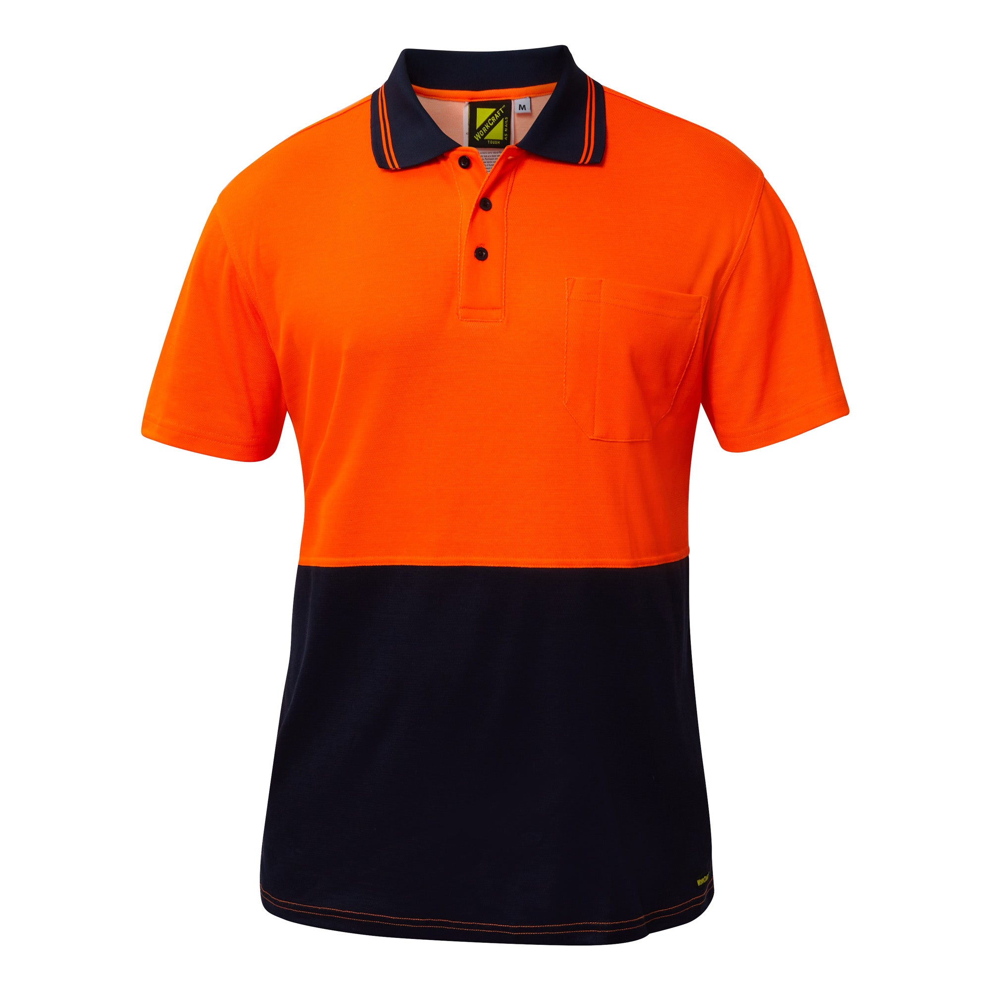 Workcraft WSP401 Hi vis Two Tone Short Sleeve Cotton Back Polo With Pocket