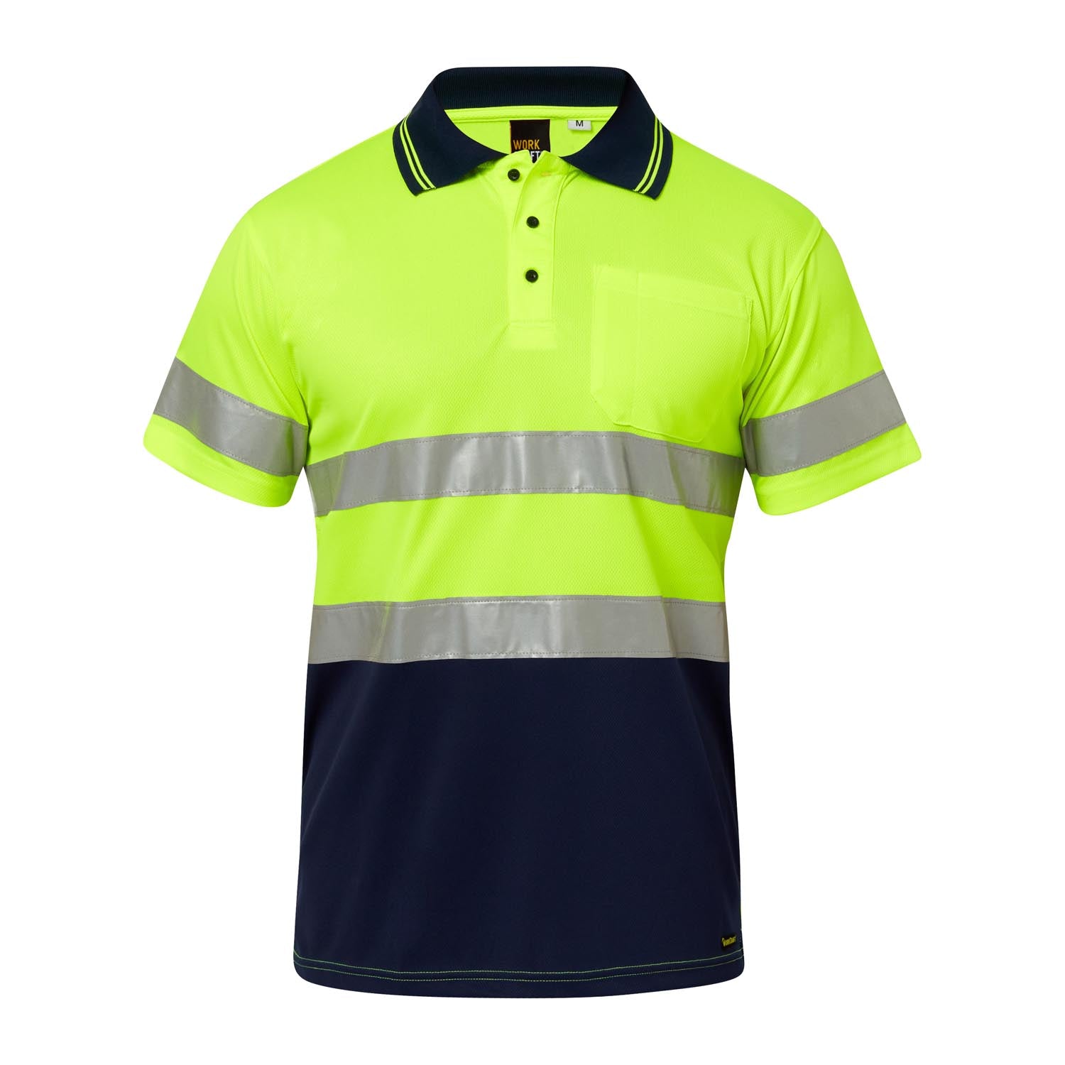 Workcraft WSP410 Hi vis Two Tone S/S Micromesh Polo With Pocket