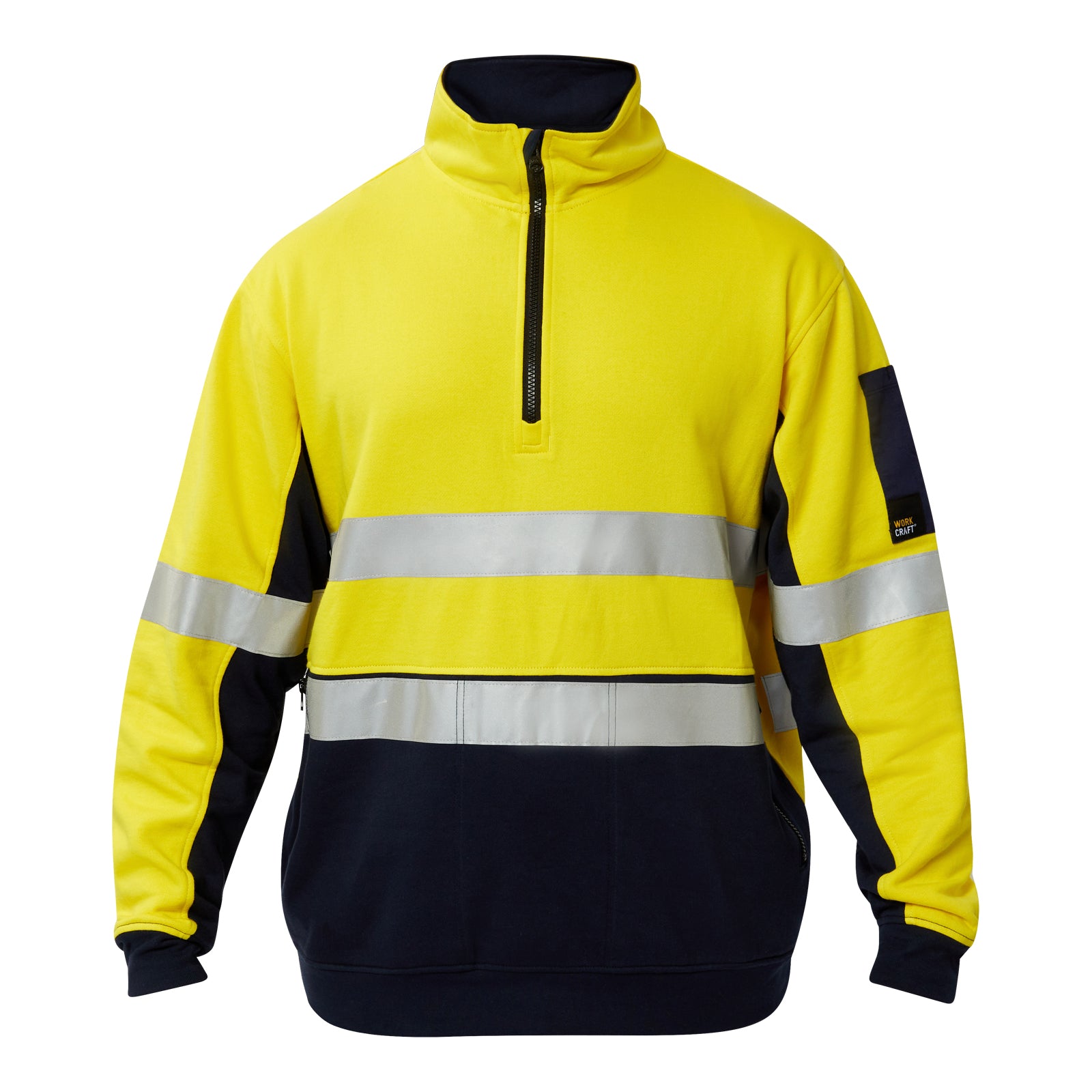 Workcraft WT8018 Hi vis Half Zip Cotton Reflective Pullover