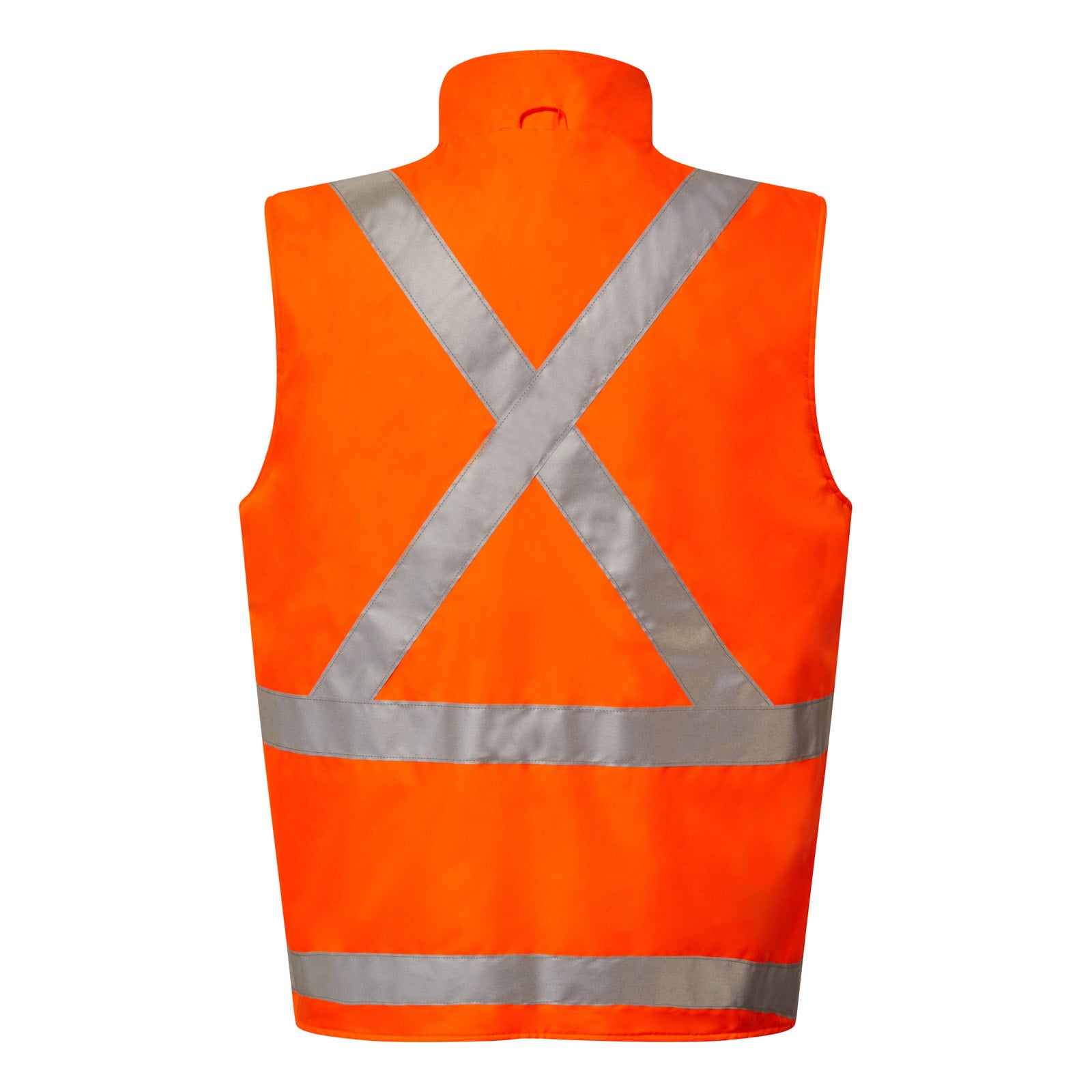 Workcraft WW9018 NSW Rail Hi Vis Reversible Fleece Reflective Vest With X-pattern Tape-Orange