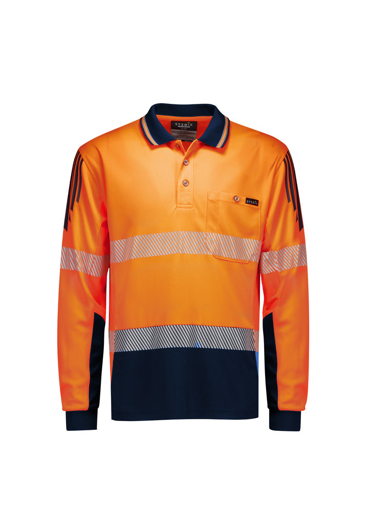Syzmik ZH550 Men's Hi Vis Flux Segmented Tape Long Sleeve Polo