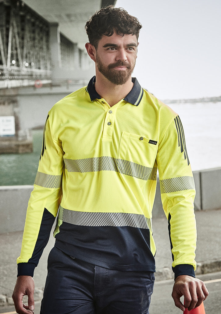 Syzmik ZH550 Men's Hi Vis Flux Segmented Tape Long Sleeve Polo