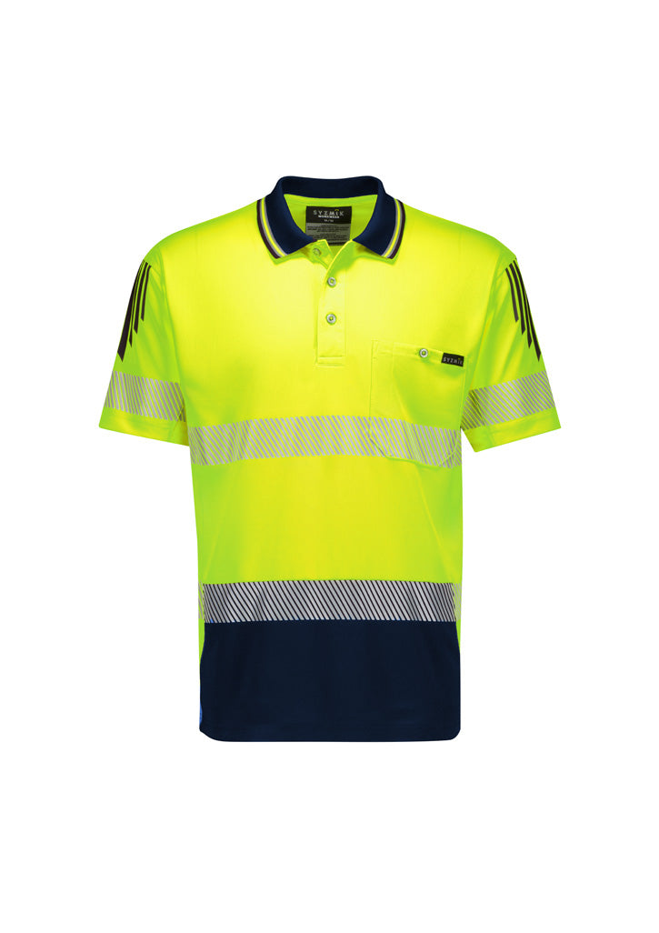 Syzmik ZH555 Men's Hi Vis Flux Segmented Tape Short Sleeve Polo