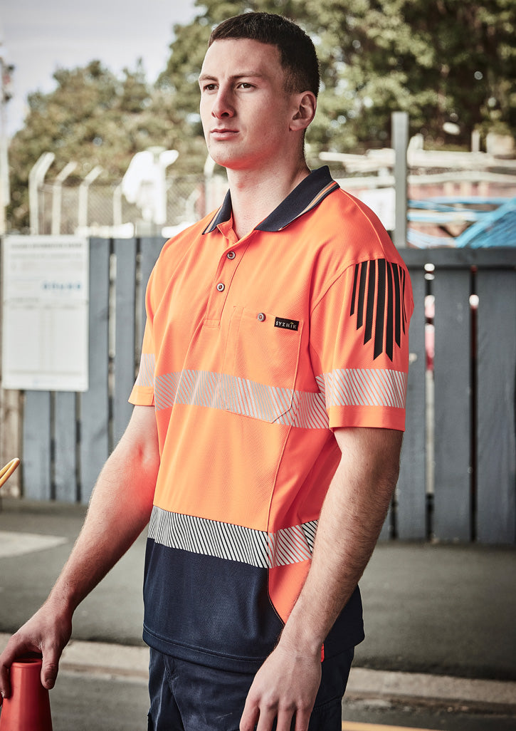 Syzmik ZH555 Men's Hi Vis Flux Segmented Tape Short Sleeve Polo