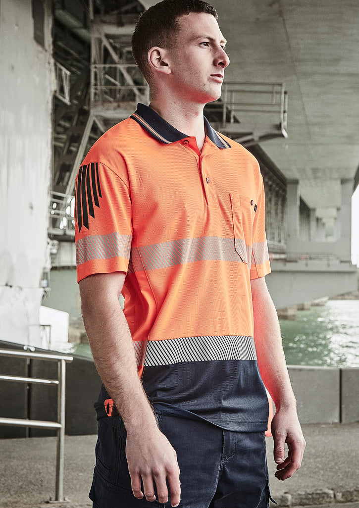 Syzmik ZH555 Men's Hi Vis Flux Segmented Tape Short Sleeve Polo