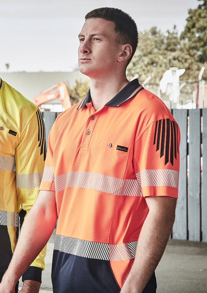 Syzmik ZH555 Men's Hi Vis Flux Segmented Tape Short Sleeve Polo
