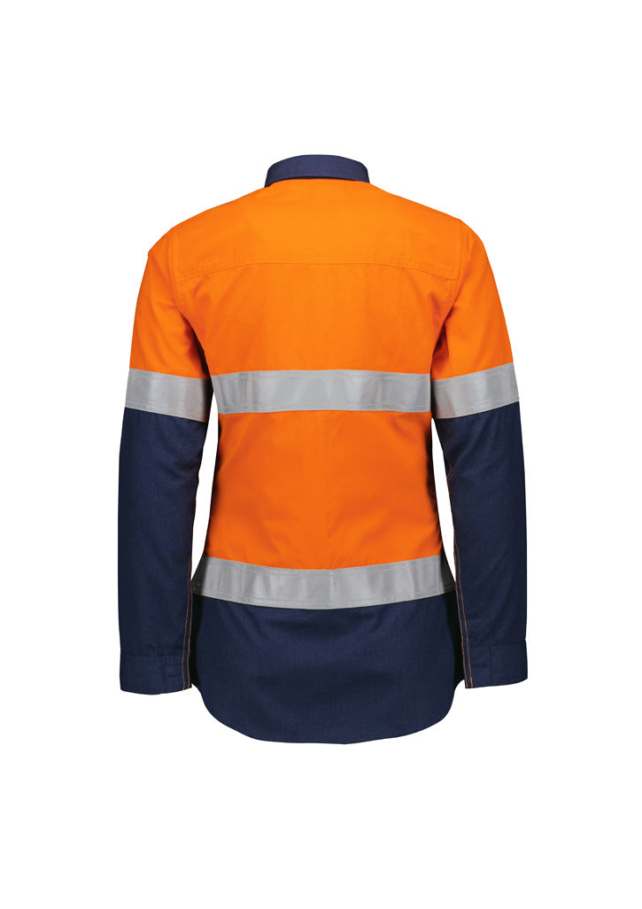 Syzmik ZW170 Women's Orange Flame Lightweight Ripstop Taped Shirt