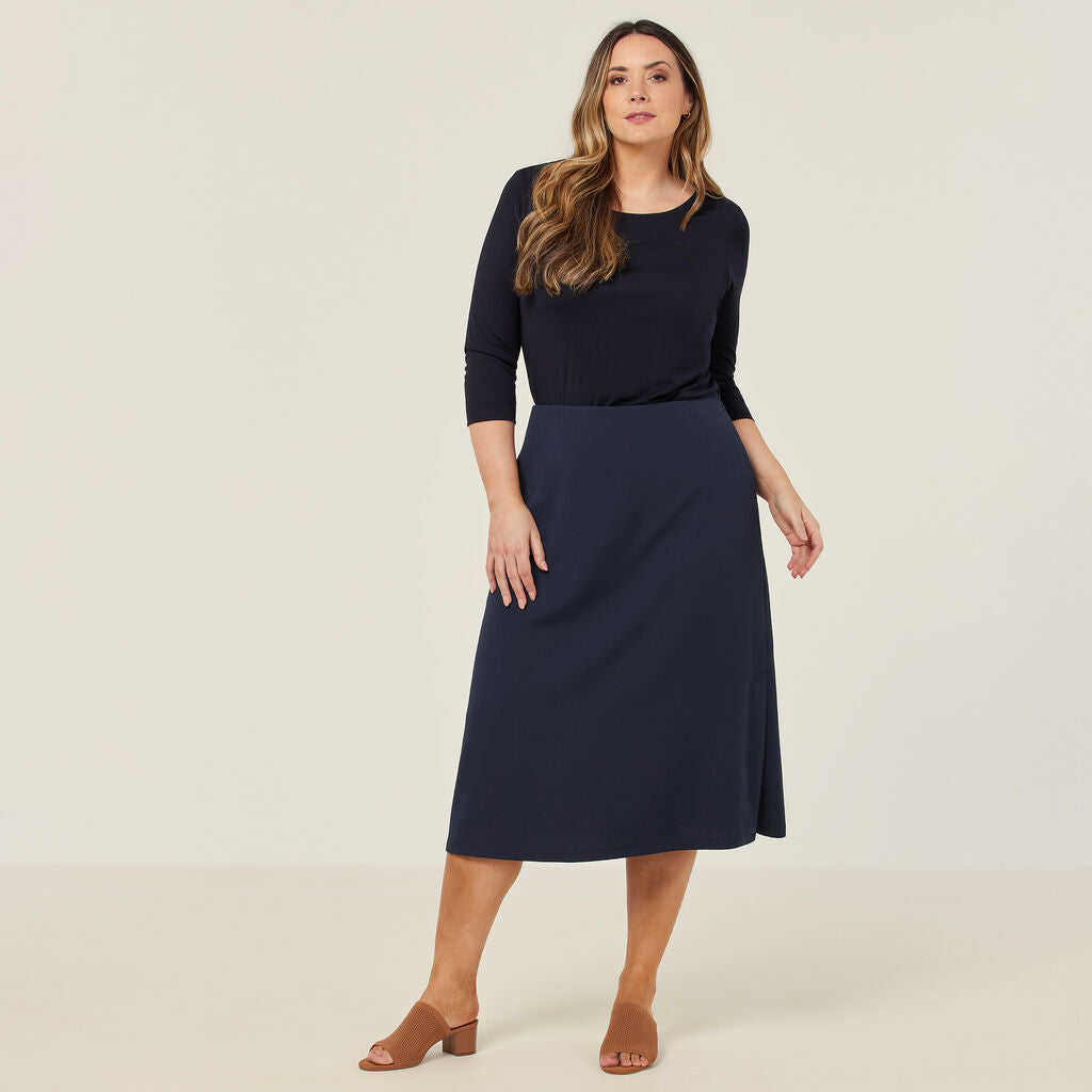 NNT CAT2RV Crepe Stretch Midi Length A-line Skirt