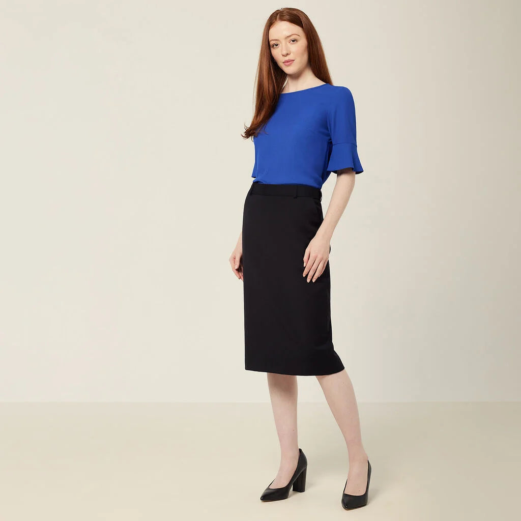 NNT CAT2RW Wool Blend Twill Secret Waist Midi Skirt