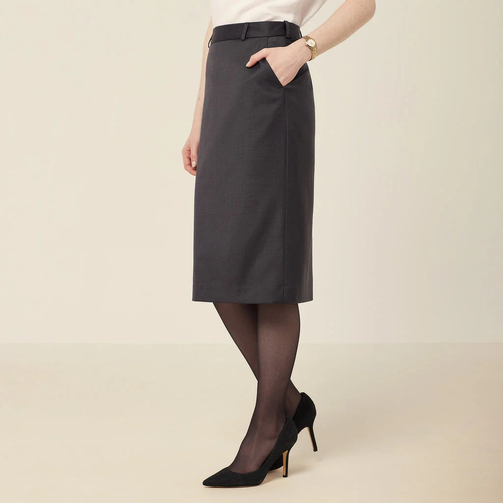 NNT CAT2RW Wool Blend Twill Secret Waist Midi Skirt