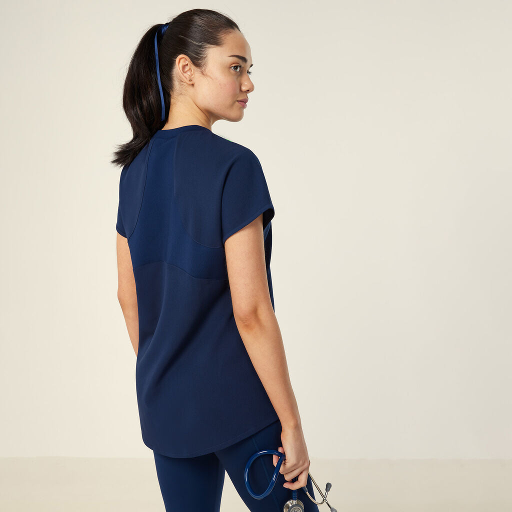 NNT CATUY7 Invigorate Crew Neck Scrub Top-Navy Blue