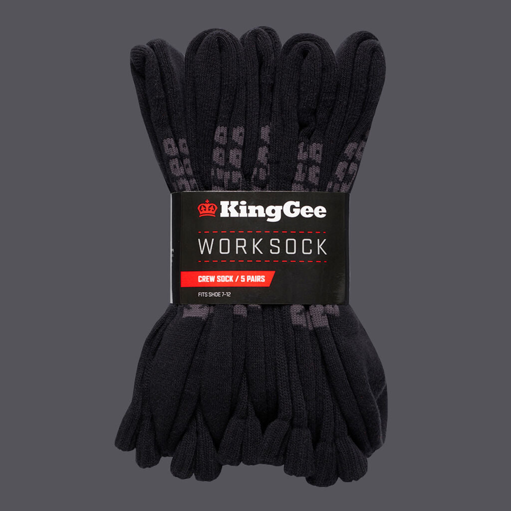 KingGee K09035 Crew Socks 5 Pack- Size 7-12