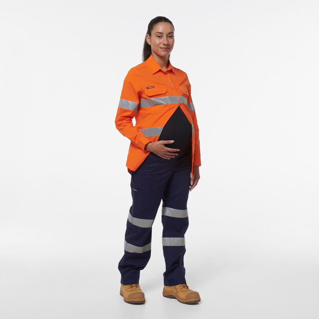 KingGee K43007 Women's Workcool Maternity Reflective Bio Motion Pant-Navy