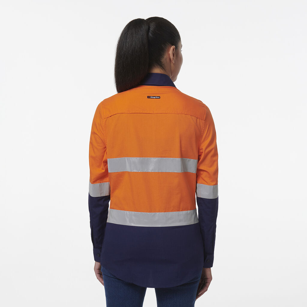 KingGee K44230 Women's Workcool Vented Closed Front Reflective Shirt