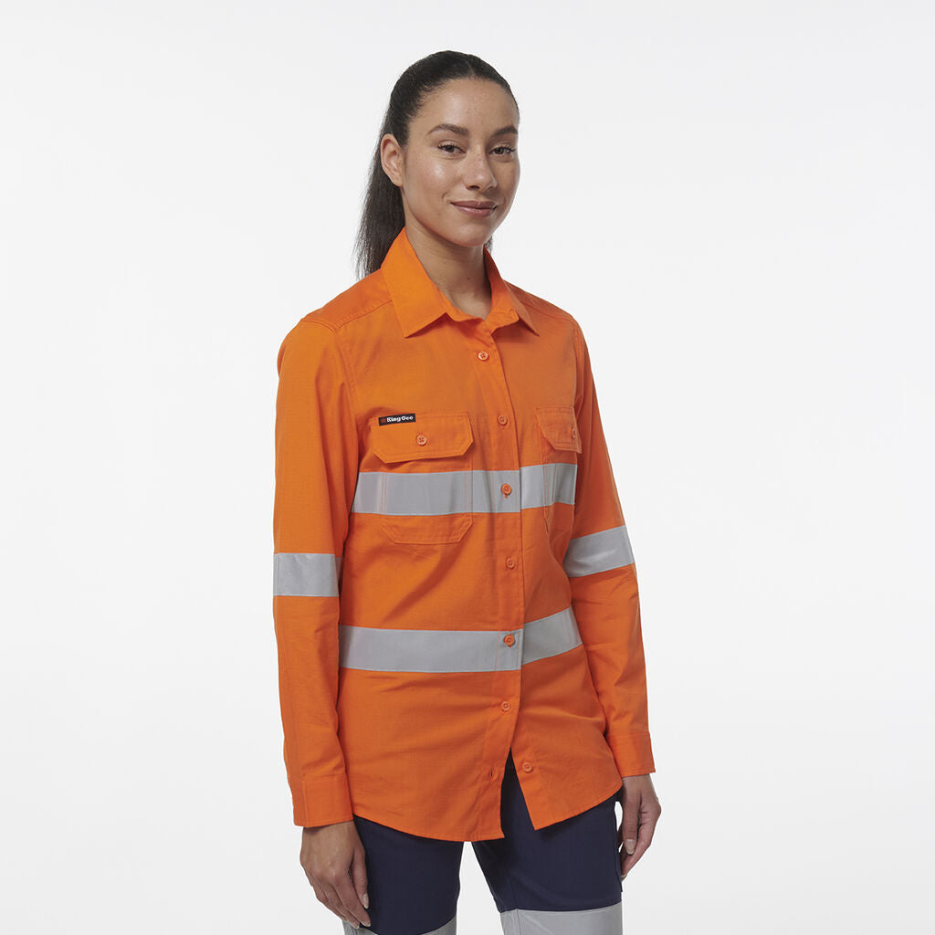 KingGee K44231 Women's Workcool Vented Reflective Shirt-Orange