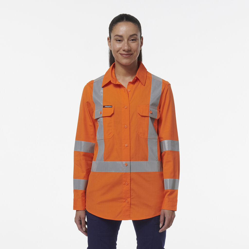 KingGee K44233 Women's Workcool Vented X Back Shirt-Orange