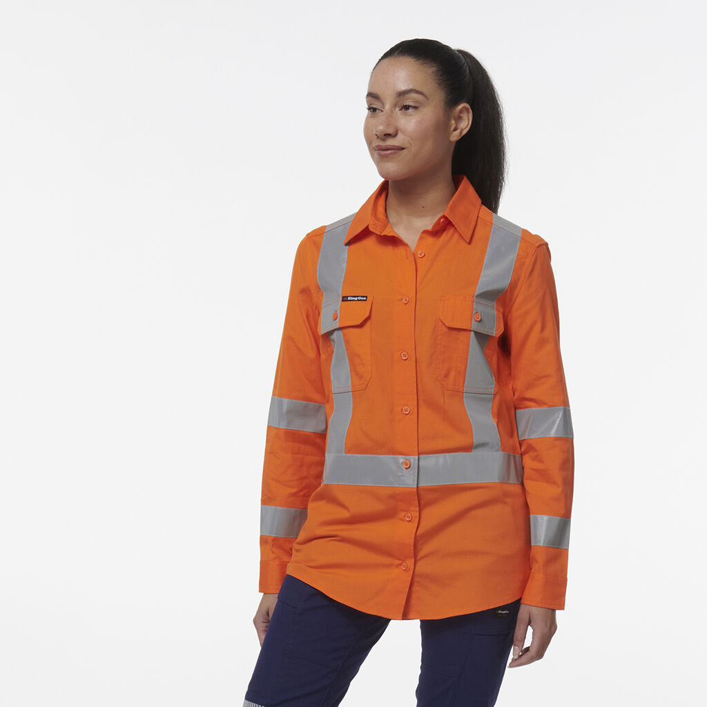 KingGee K44233 Women's Workcool Vented X Back Shirt-Orange