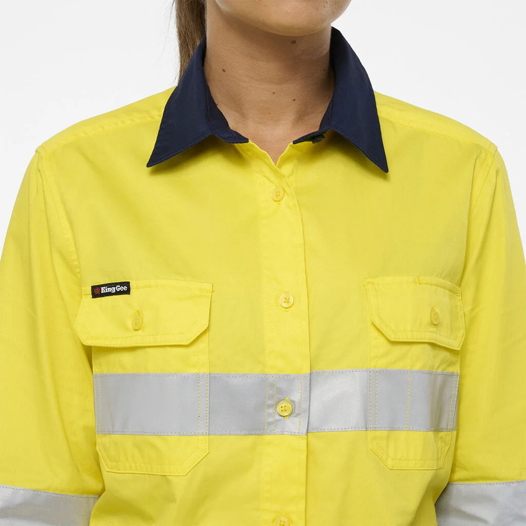 KingGee  K44244 Women's Originals Spliced Drill Shirt-Yellow/Navy