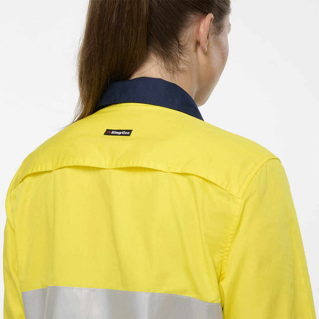 KingGee  K44244 Women's Originals Spliced Drill Shirt-Yellow/Navy