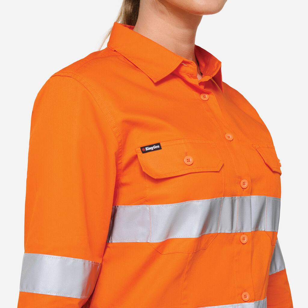 KingGee K44249 Women's Originals Vented Drill Shirt-Orange