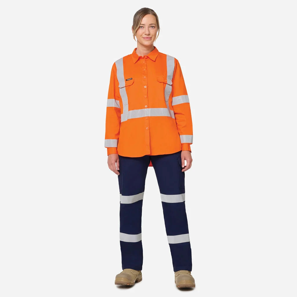 KingGee K44254 Women's Originals Vented NSW Rail Shirt- Orange