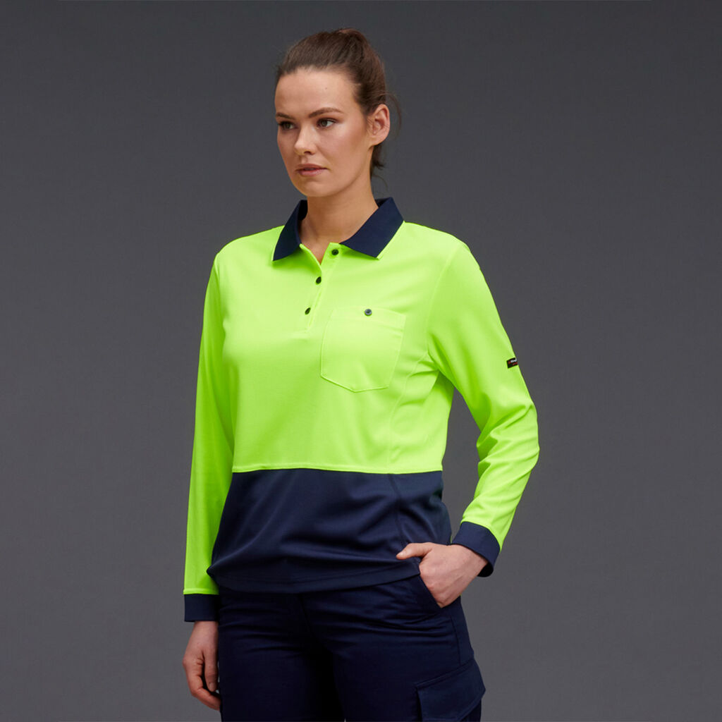 KingGee K44730 Workcool Hyperfreeze Hi-vis Spliced Polo L/S