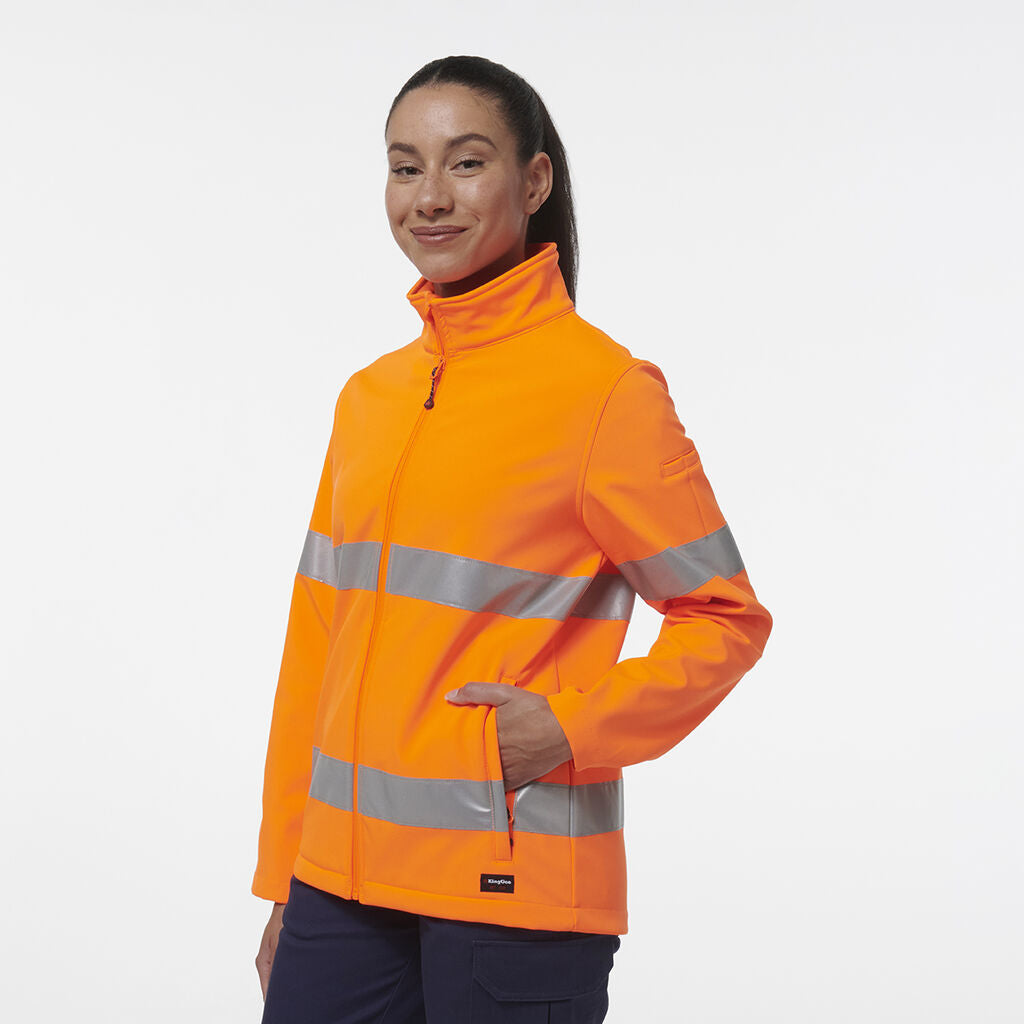 KingGee K45007 Women's Reflective Soft Shell Jacket-Orange