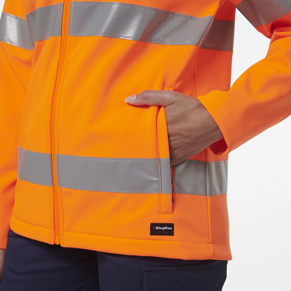 KingGee K45007 Women's Reflective Soft Shell Jacket-Orange