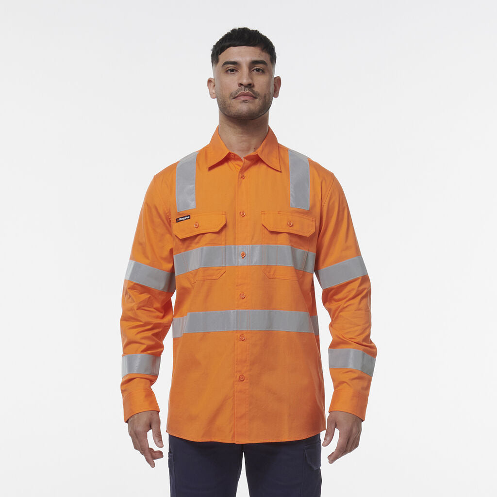 KingGee K54014 Workcool Vented Vic Rail Shirt-Orange