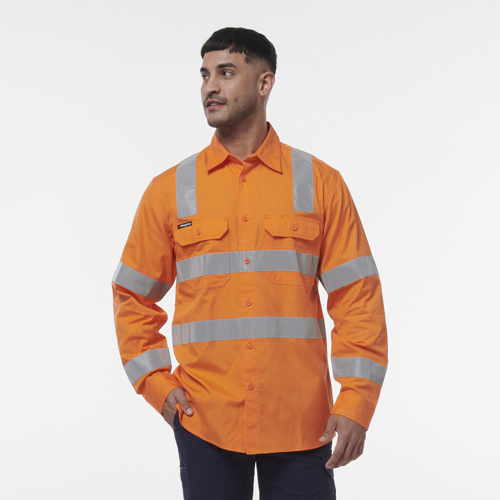 KingGee K54014 Workcool Vented Vic Rail Shirt-Orange