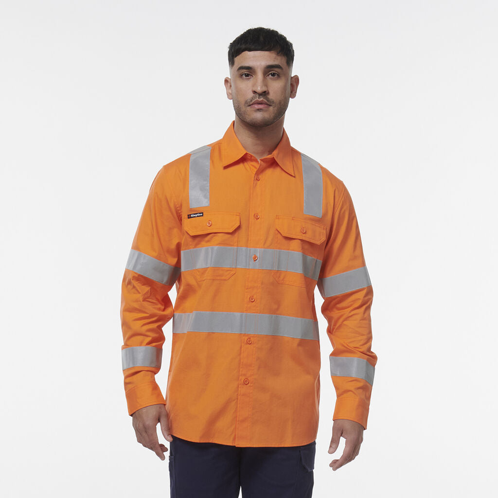 KingGee K54014 Workcool Vented Vic Rail Shirt-Orange