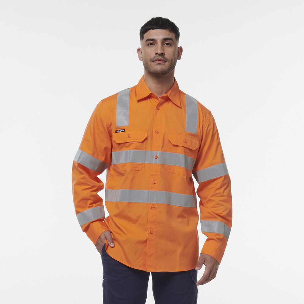 KingGee K54014 Workcool Vented Vic Rail Shirt-Orange