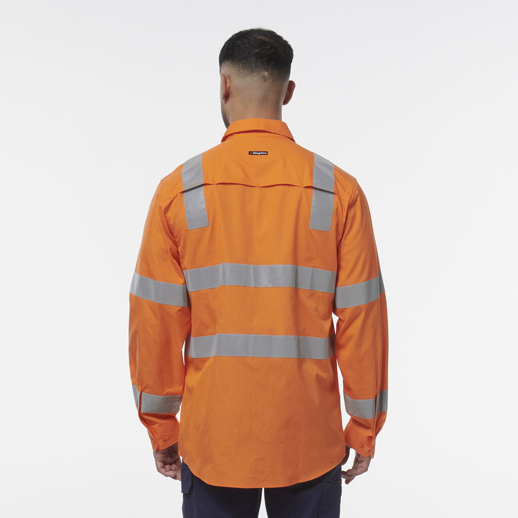 KingGee K54014 Workcool Vented Vic Rail Shirt-Orange