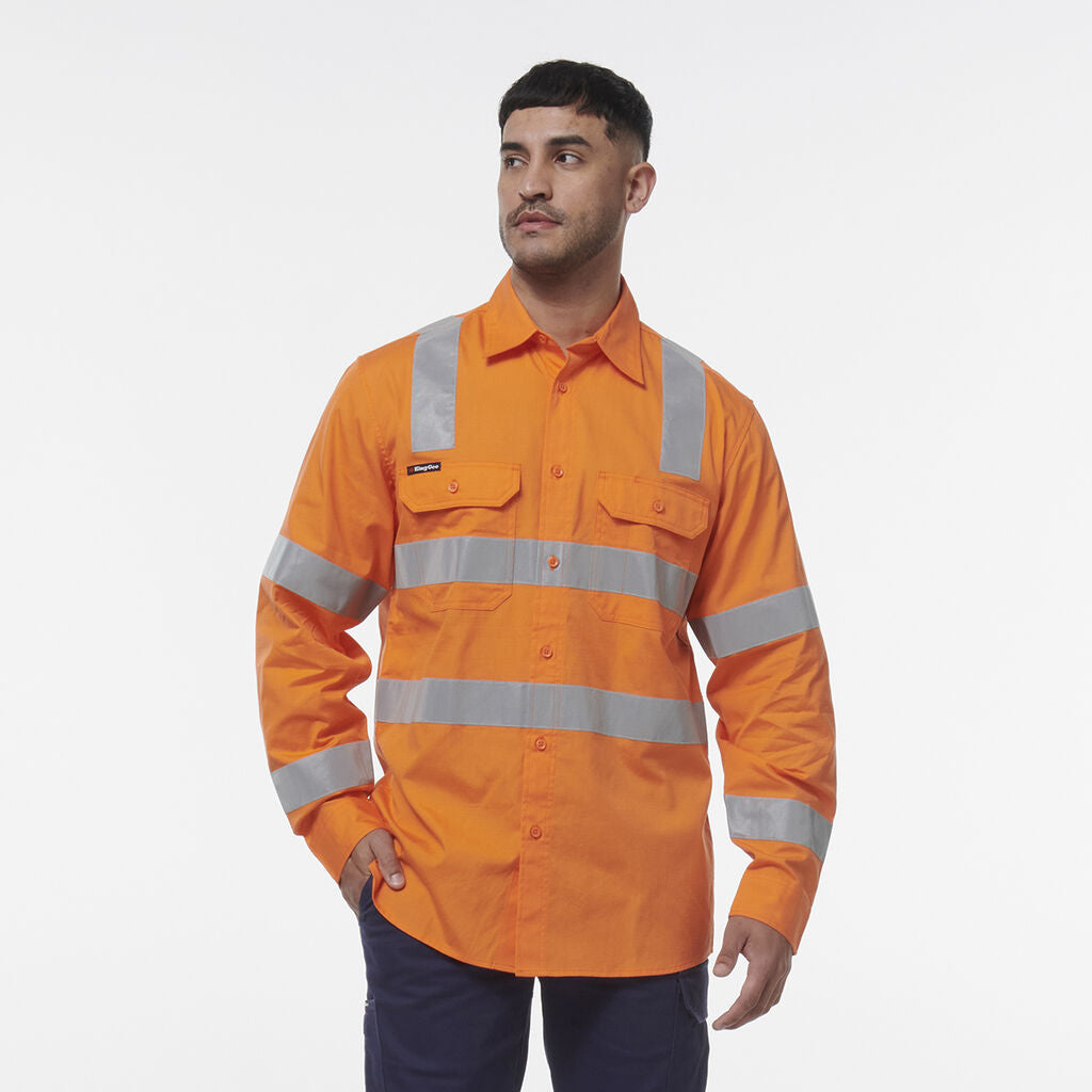 KingGee K54014 Workcool Vented Vic Rail Shirt-Orange