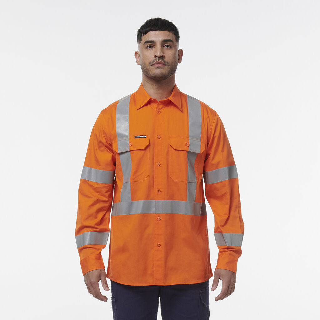 KingGee K54016 Workcool Vented NSW Rail Shirt-Orange