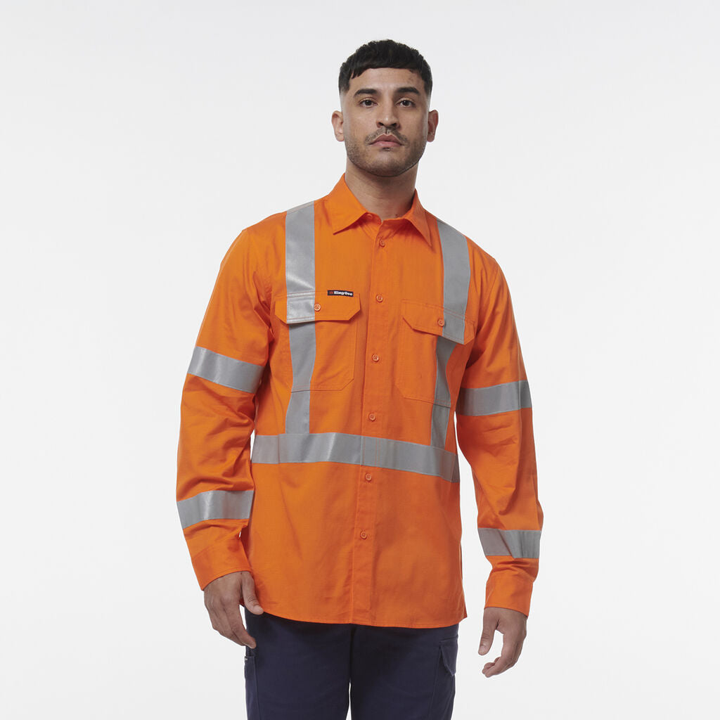 KingGee K54016 Workcool Vented NSW Rail Shirt-Orange