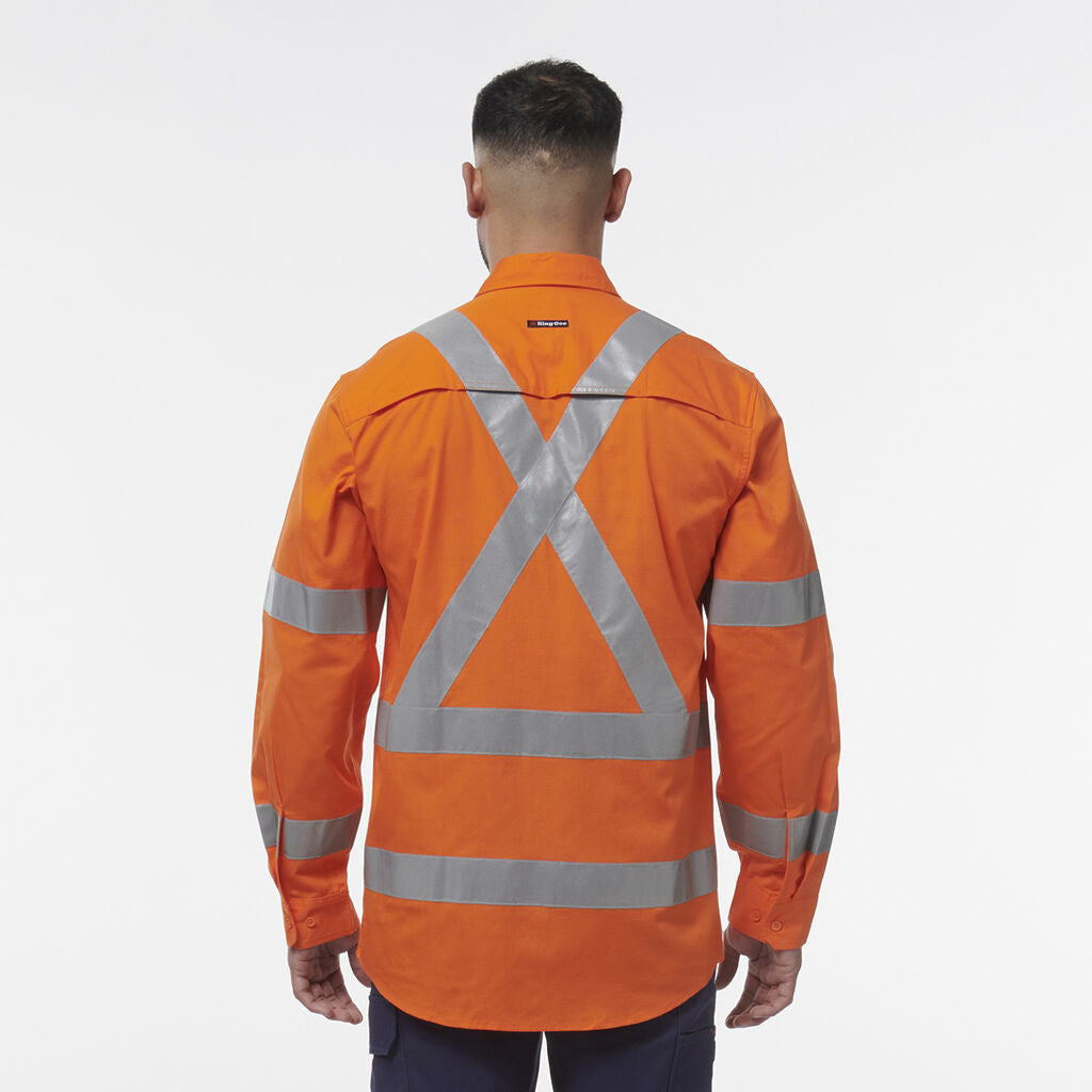 KingGee K54016 Workcool Vented NSW Rail Shirt-Orange