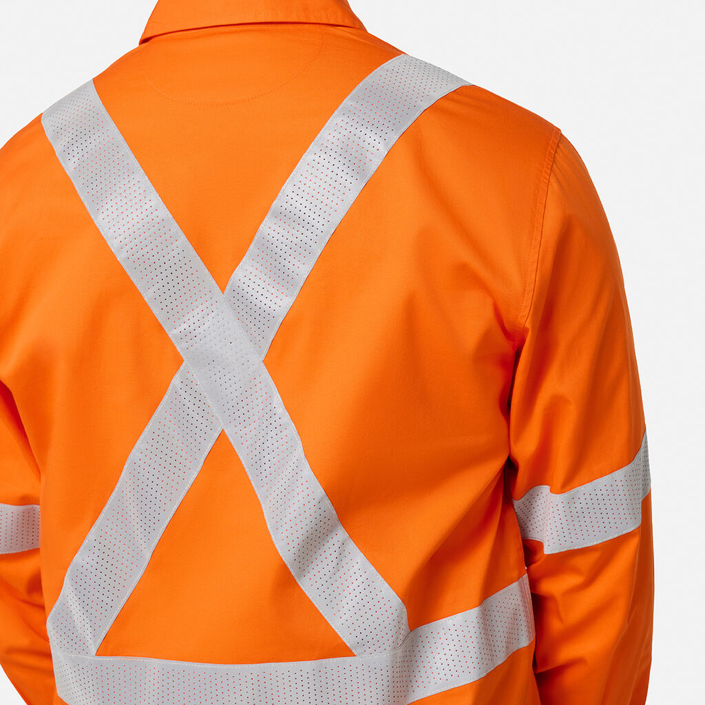 KingGee K54044 Originals NSW Rail Hi-vis Vented Taped Long Sleeve Shirt-Orange
