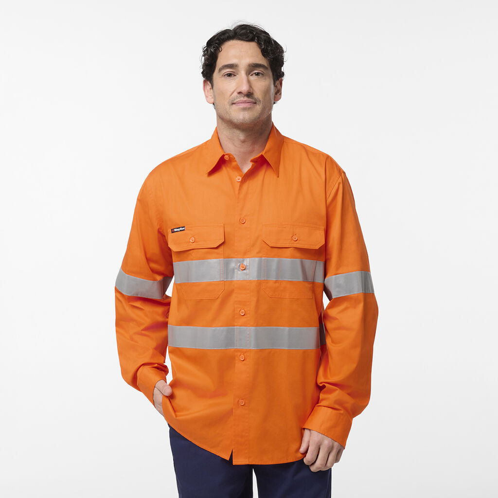 KingGee K54932 Originals Hi Vis Vented Taped Long Sleeve Shirt-Orange