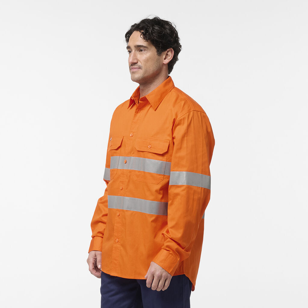 KingGee K54932 Originals Hi Vis Vented Taped Long Sleeve Shirt-Orange