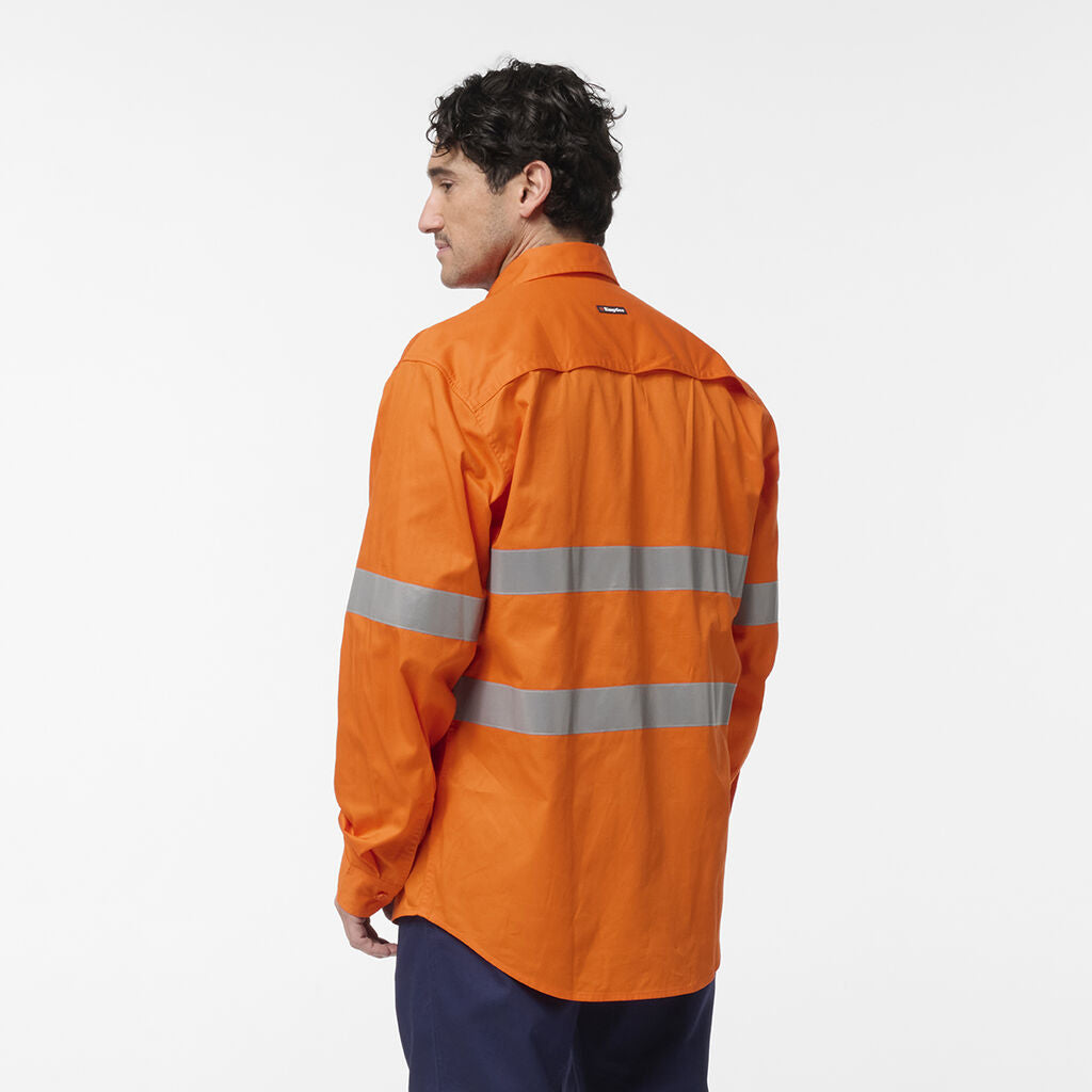 KingGee K54932 Originals Hi Vis Vented Taped Long Sleeve Shirt-Orange