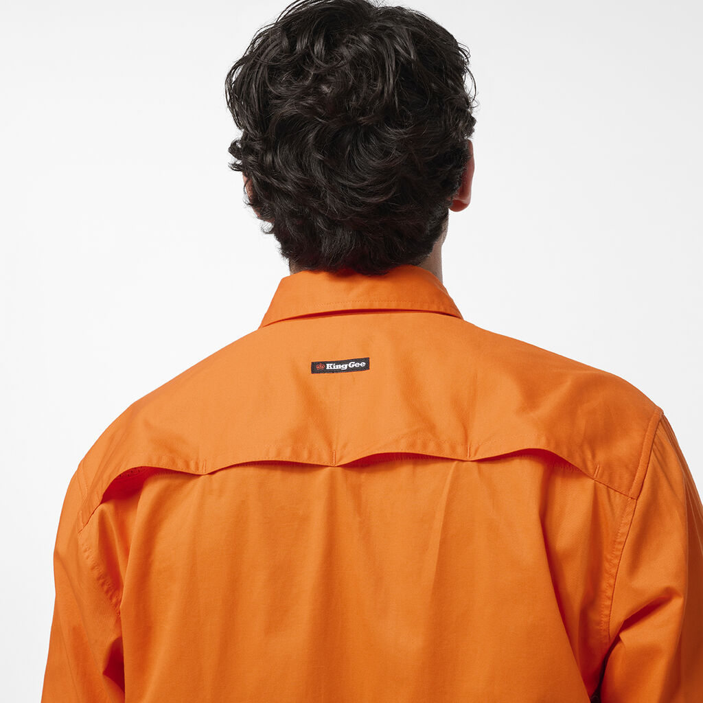 KingGee K54932 Originals Hi Vis Vented Taped Long Sleeve Shirt-Orange