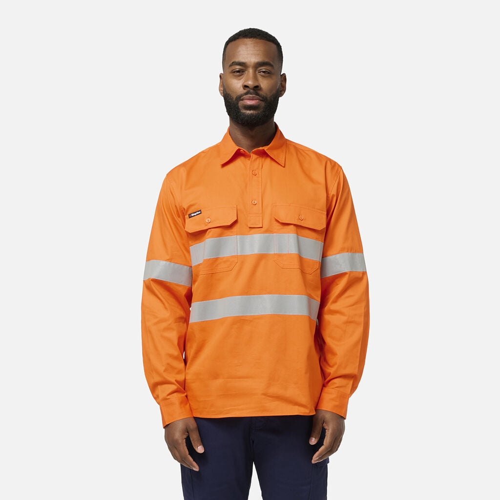 KingGee K54934 Originals Hi Vis Closed Front Shirt-Orange