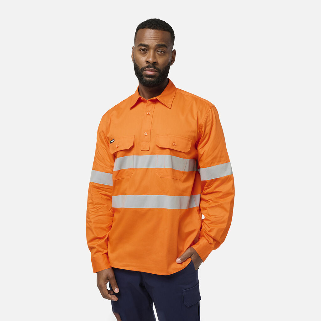 KingGee K54934 Originals Hi Vis Closed Front Shirt-Orange