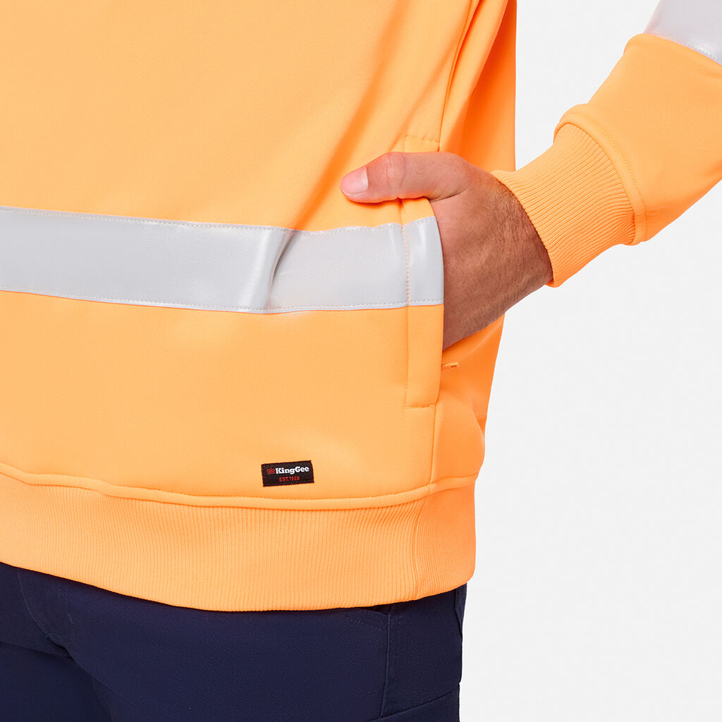KingGee K55022 Originals Hi Vis VIC Rail 1/4 Taped Pullover-Orange