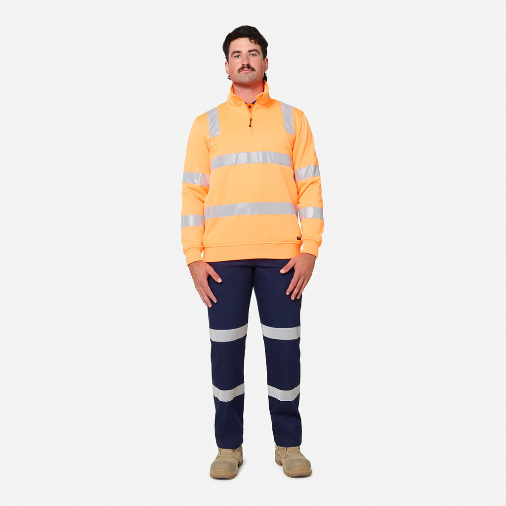 KingGee K55022 Originals Hi Vis VIC Rail 1/4 Taped Pullover-Orange