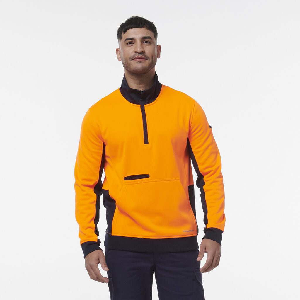 KingGee K55047 Hi-vis Spliced 1/4 Zip Fleece