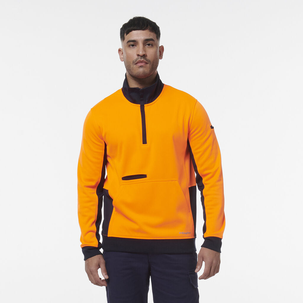 KingGee K55047 Hi-vis Spliced 1/4 Zip Fleece